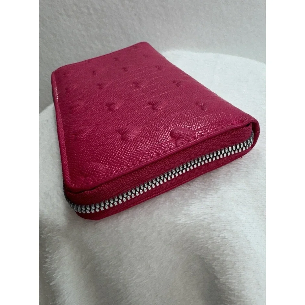 Betsey Johnson Barbie Pink Puff Hearts Full‎ Zip Wallet Wristlet Clutch EUC
